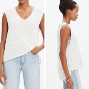Madewell Crochet Hi Low Sweater Tank - White Size Small